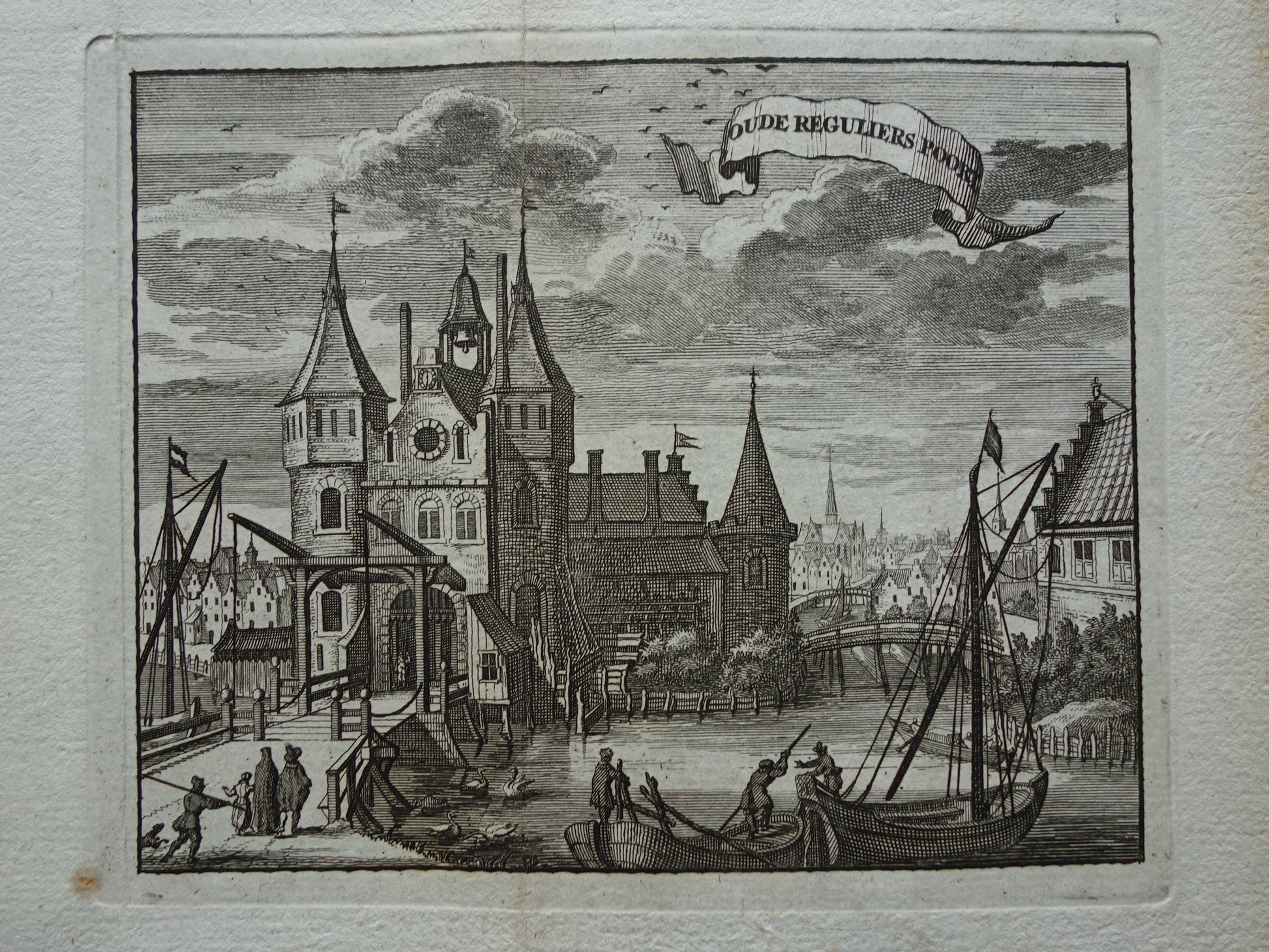 Oude Regulierspoort te Amsterdam Oude prent 1770 Originele antieke gravure Oude Reguliers Poort