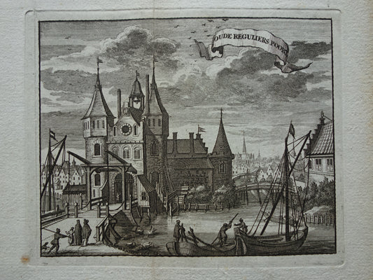 Oude Regulierspoort te Amsterdam Oude prent 1770 Originele antieke gravure Oude Reguliers Poort