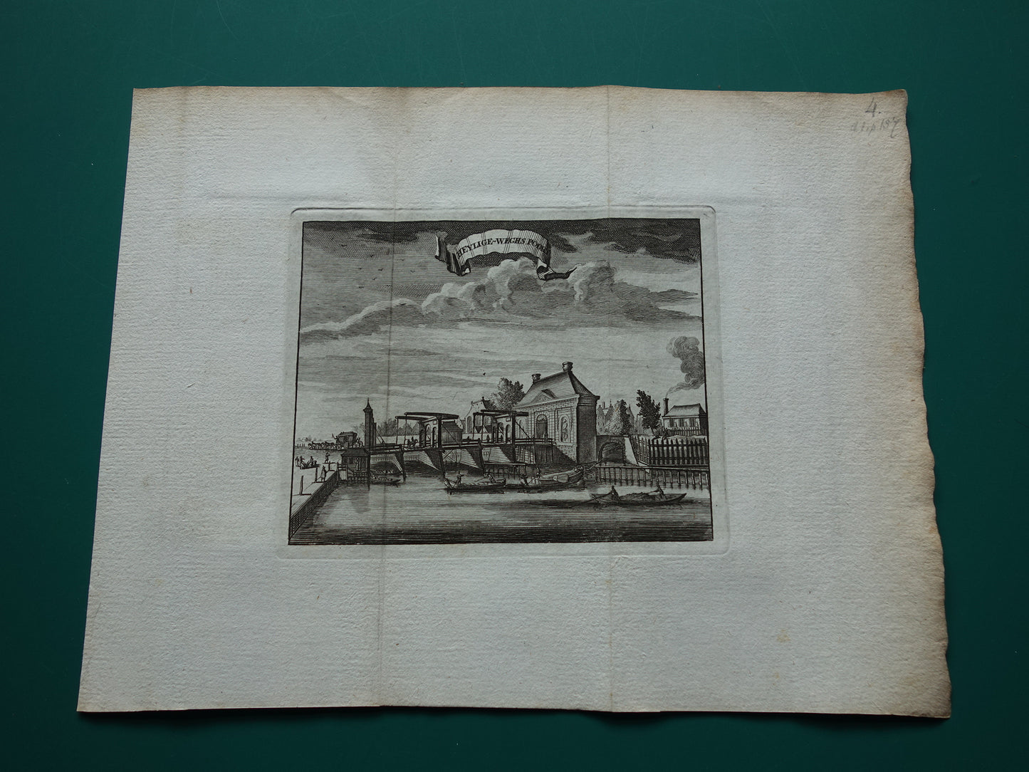 Old engraving of the city gate of Amsterdam 1770 Original antique print Heylige-Weghs Poort / Third Heiligewegspoort