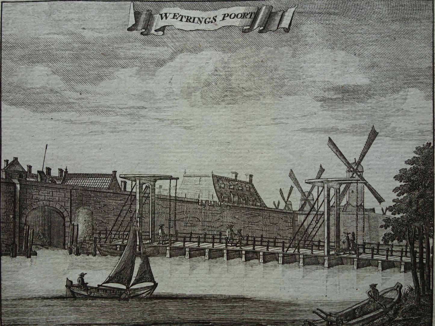 WETERINGSPOOR Amsterdam Old print 1770 Original antique engraving Wetrings Poort Weteringschans