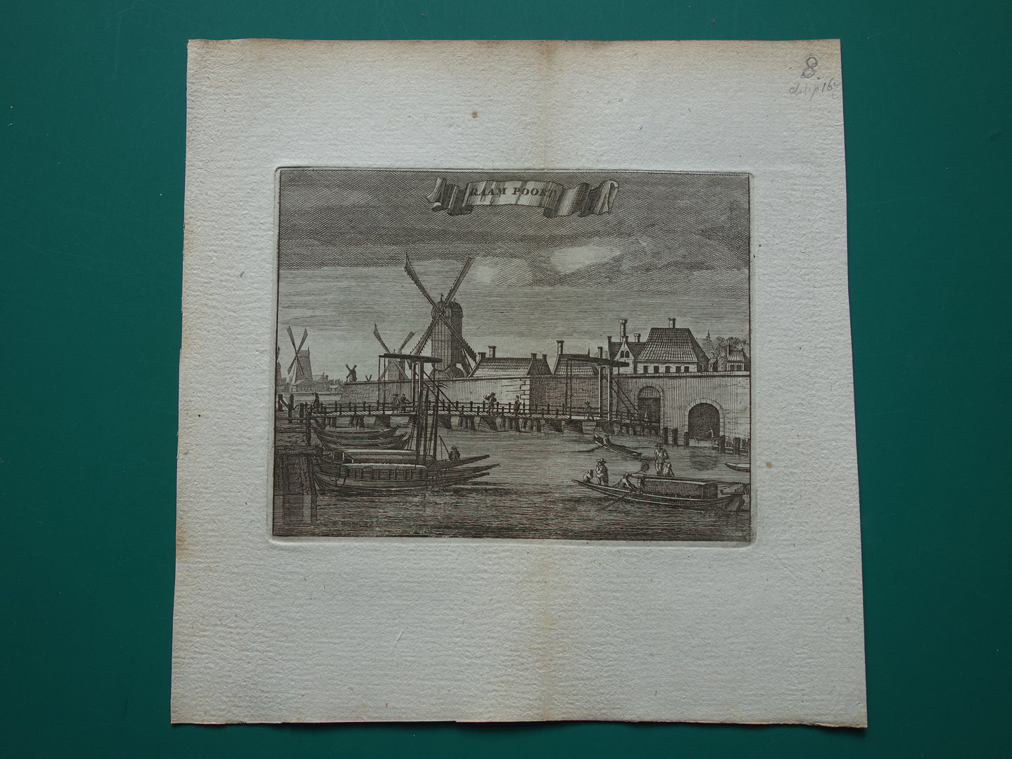 WINDOW GATE Amsterdam Old print 1770 Original antique engraving Window Gate