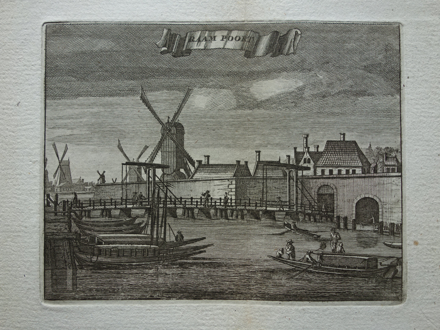 RAAMPOORT Amsterdam Oude prent 1770 Originele antieke gravure Raam Poort