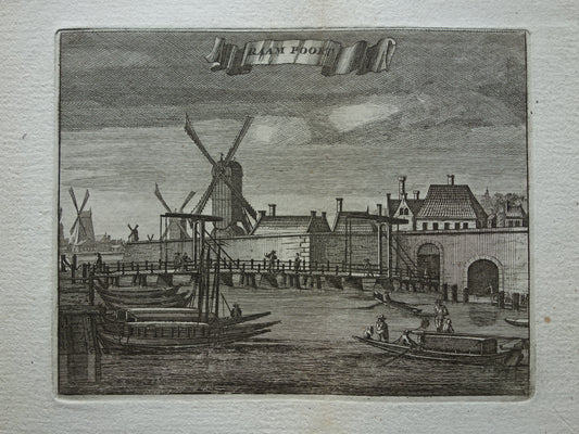 RAAMPOORT Amsterdam Oude prent 1770 Originele antieke gravure Raam Poort