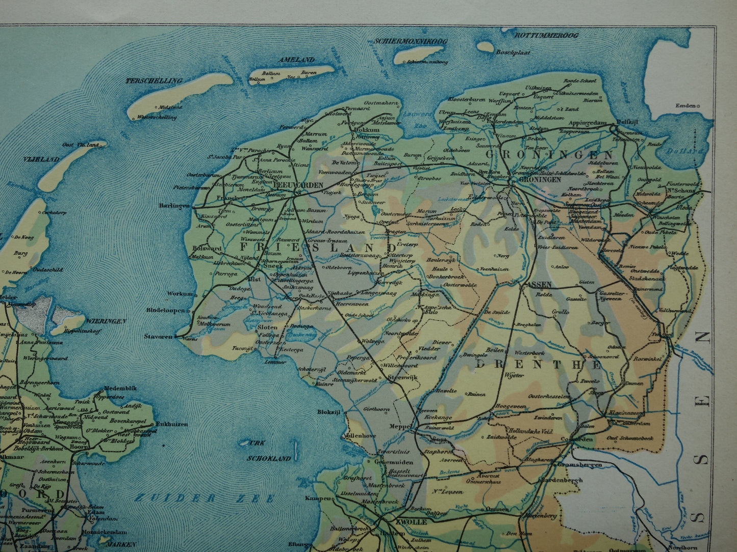 NEDERLAND oude kaart van grondsoorten 1928 vintage Nederlandse geologie landkaart grondsoortenkaart