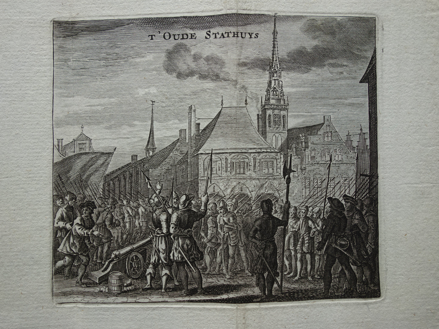 Oude prent vroegere Stadhuis van Amsterdam 1770 Originele antieke prent