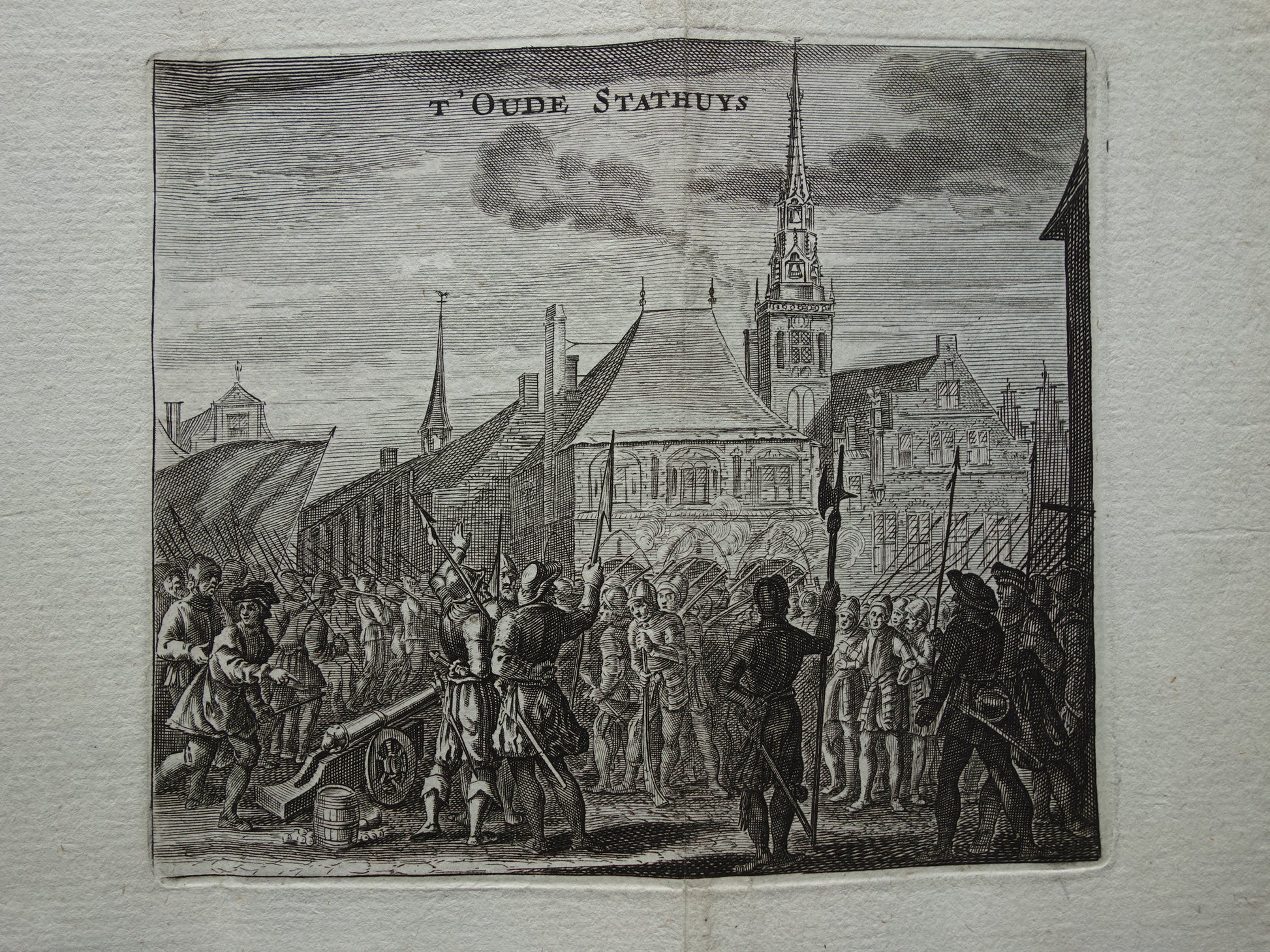 Oude prent vroegere Stadhuis van Amsterdam 1770 Originele antieke prent