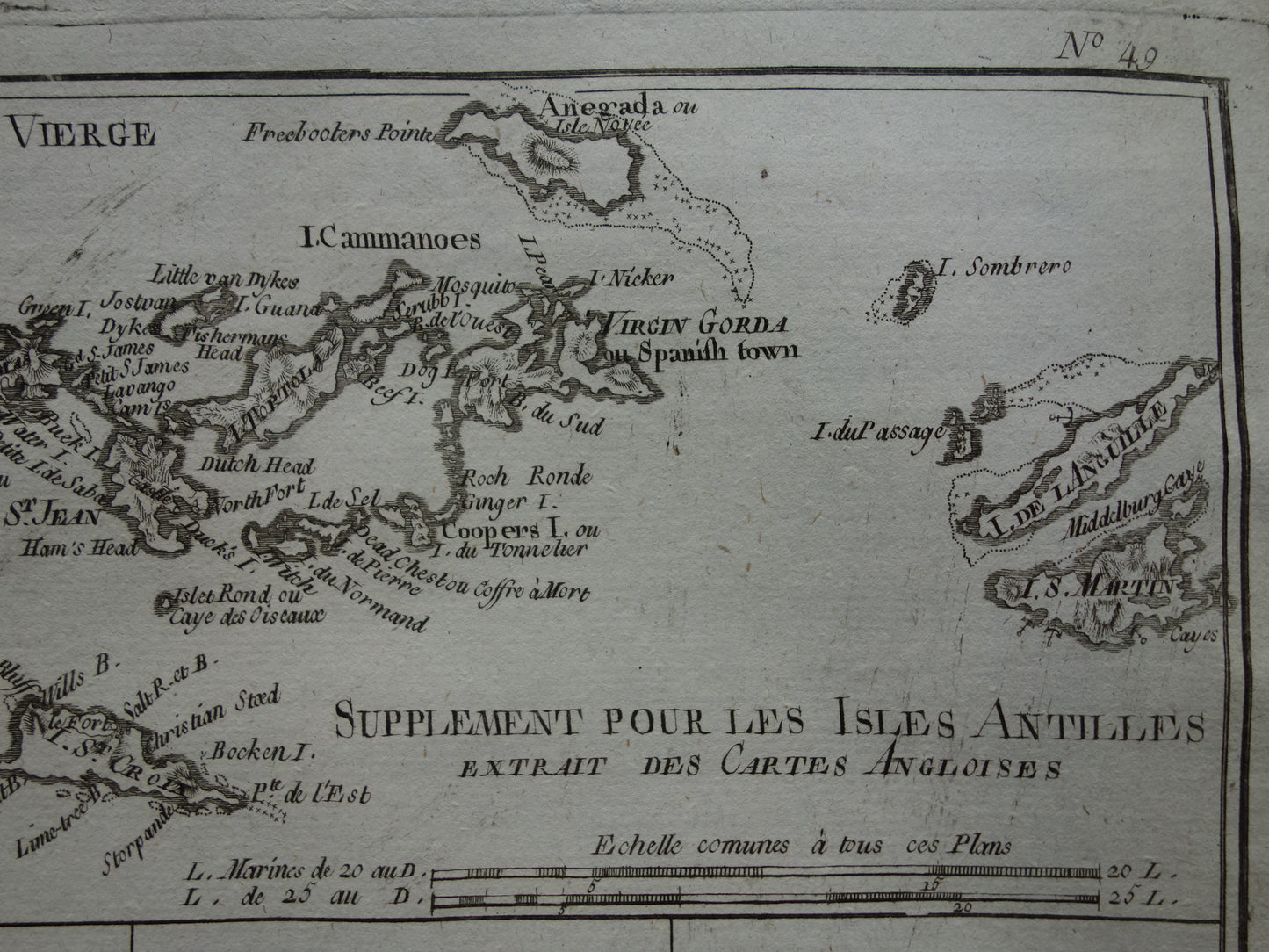 ANTILLES Old map of the Virgin Islands Tobago Antigua Saint Lucia Grenada Dominica St Vincent Barbados 1784 original antique maps