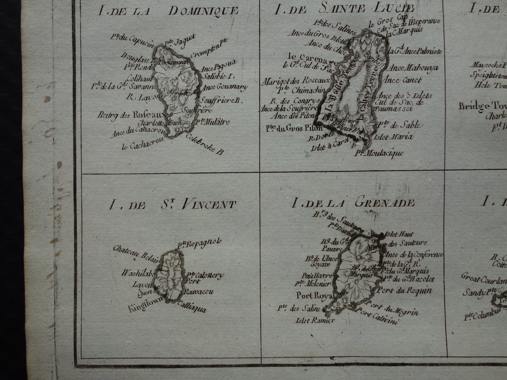 Grenada Saint Lucia oude antieke kaart landkaart