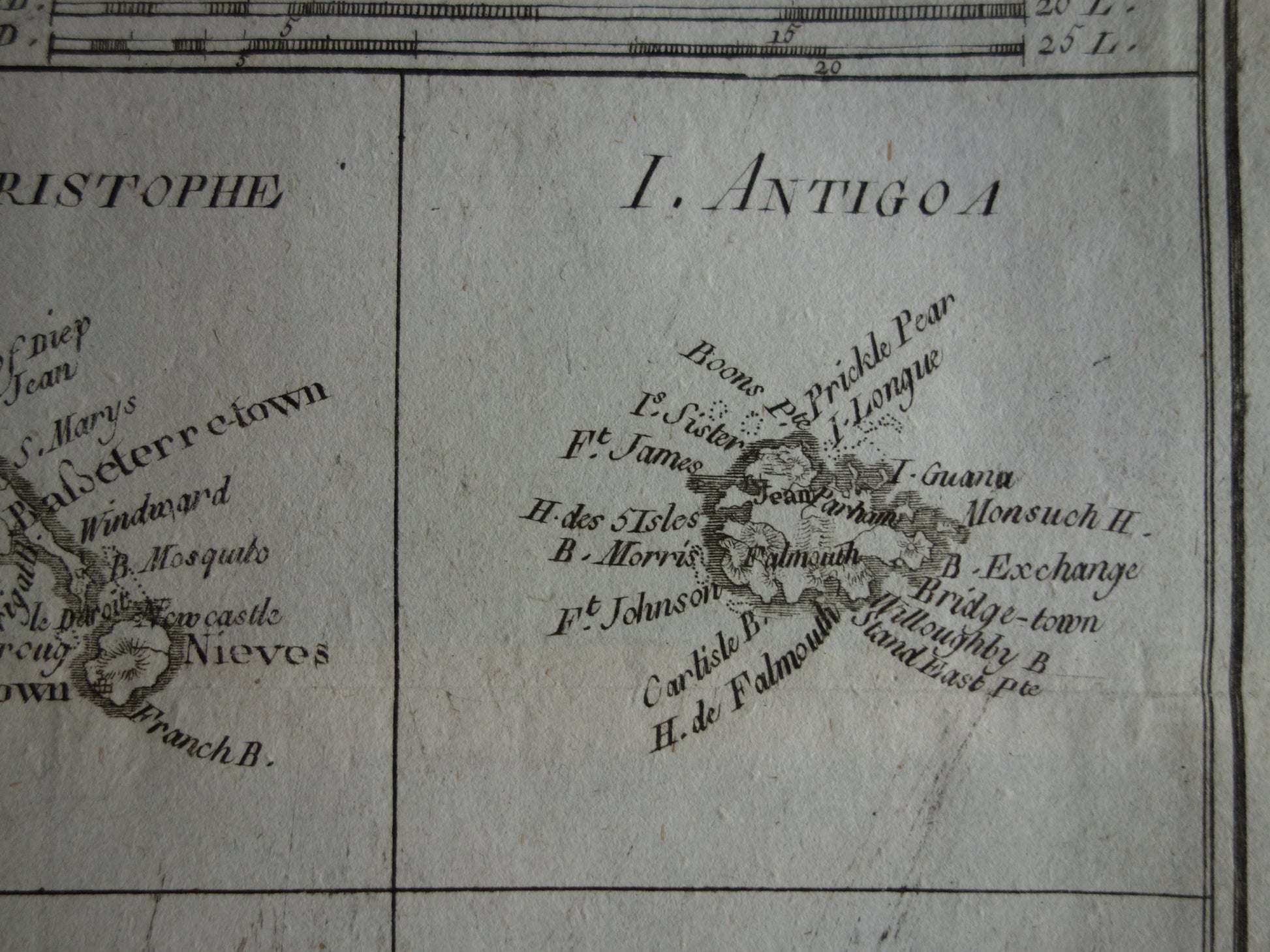 Antigua  oude antieke kaart landkaart