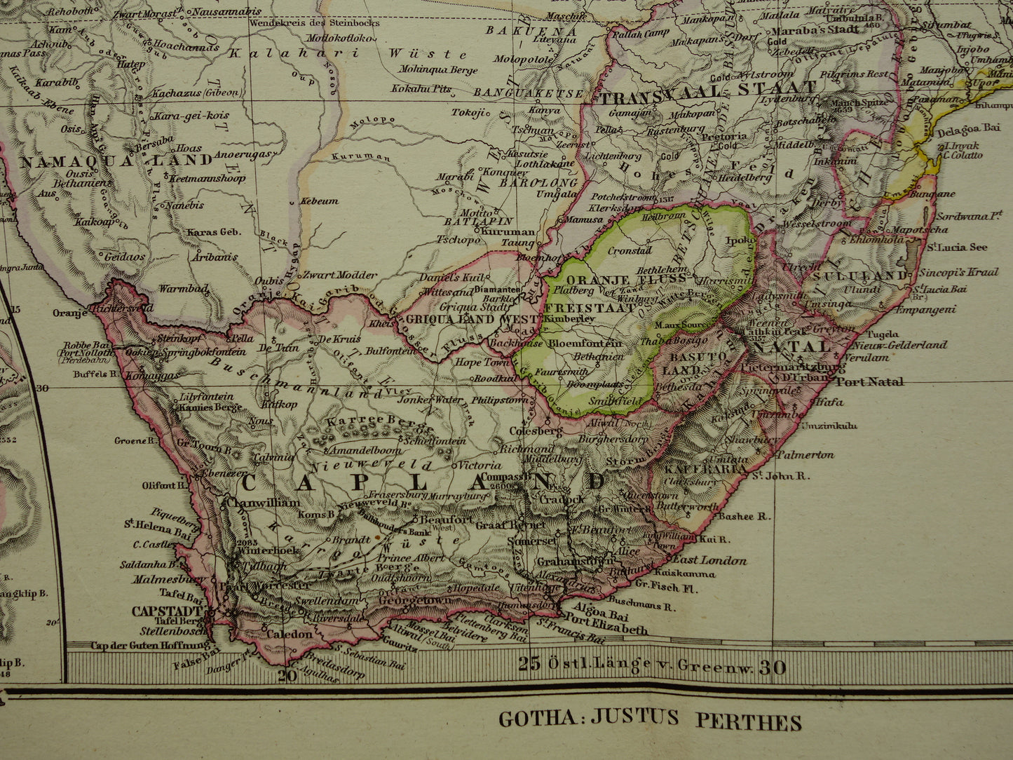 Antieke landkaart van Afrika in 1880 Grote originele 145+ jaar oude kaart van Zuid-Afrika Madagaskar Angola Namibië Botswana Tanzania Congo Mozambique Zambia Route Livingstone Andersson