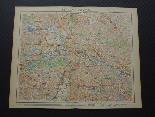 BERLIJN oude plattegrond van Berlijn uit 1933 originele Nederlandse vintage kaart