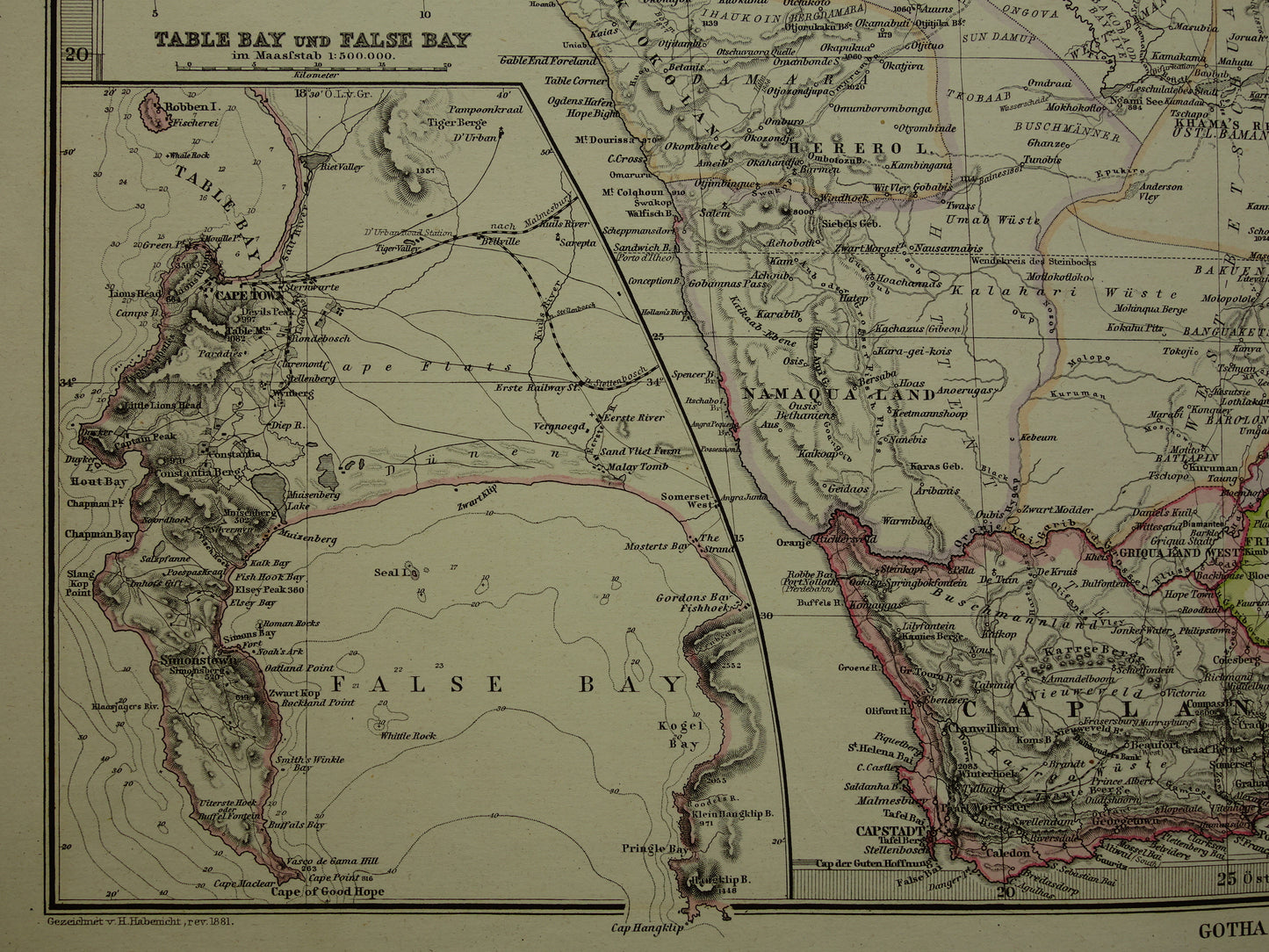 Antieke landkaart van Afrika in 1880 Grote originele 145+ jaar oude kaart van Zuid-Afrika Madagaskar Angola Namibië Botswana Tanzania Congo Mozambique Zambia Route Livingstone Andersson