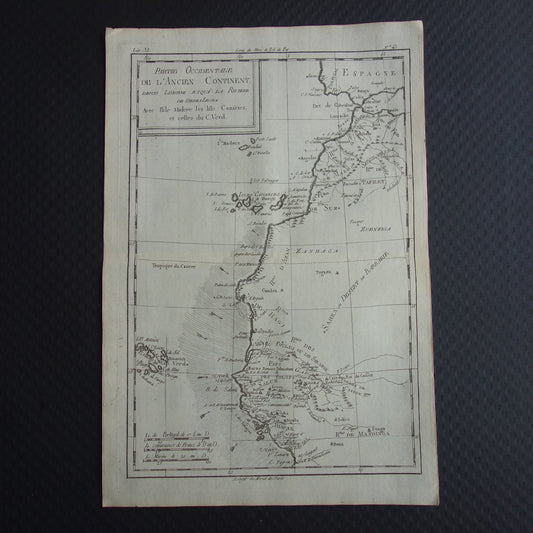 Oude kaart van de westkust van Afrika 1784 originele antieke kaarten Canarische Eilanden Kaapverdië