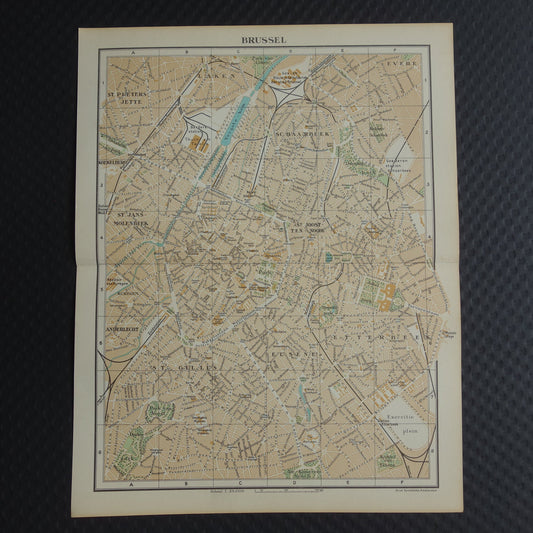 BRUSSEL Oude kaart van Brussel België uit 1933 originele vintage Nederlandse plattegrond
