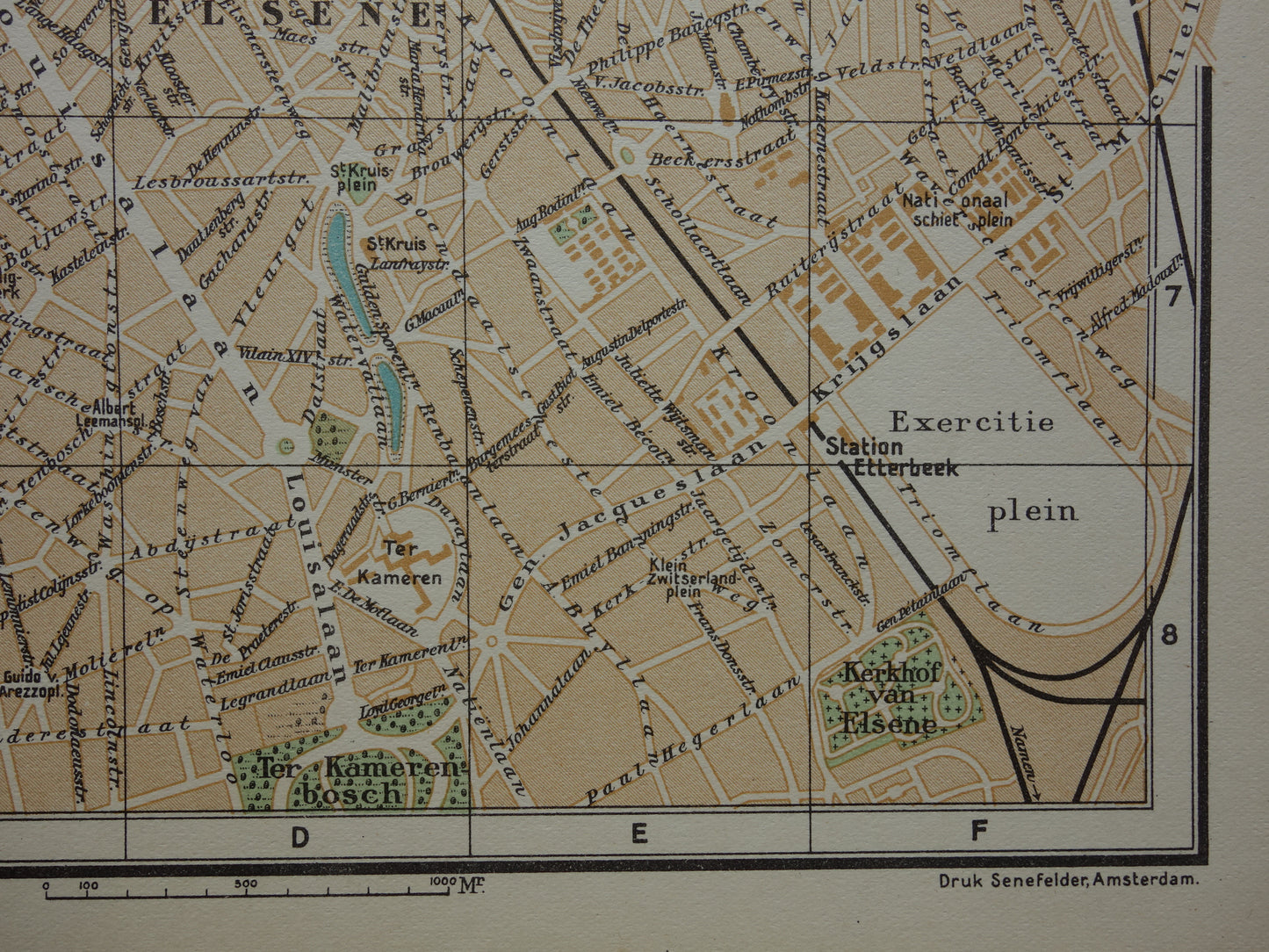BRUSSEL Oude kaart van Brussel België uit 1933 originele vintage Nederlandse plattegrond