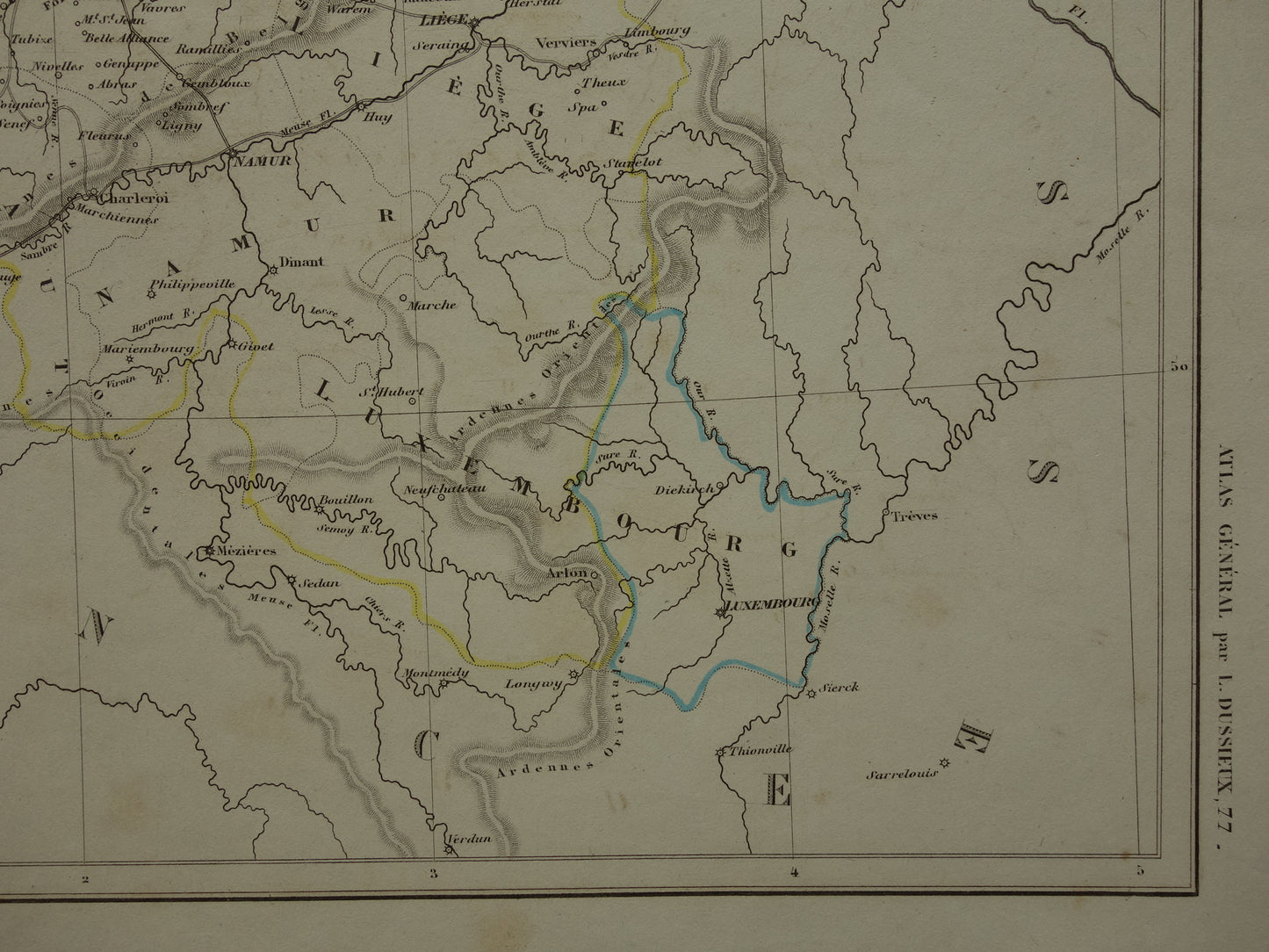Nederland en België originele antique kaart 1847 oude landkaart met jaartal