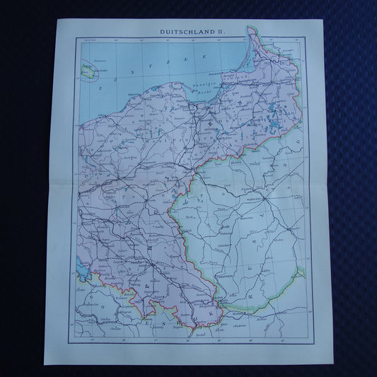 DUITSLAND oude Nederlandse kaart van Oost-Duitsland Polen originele antieke landkaart uit 1916