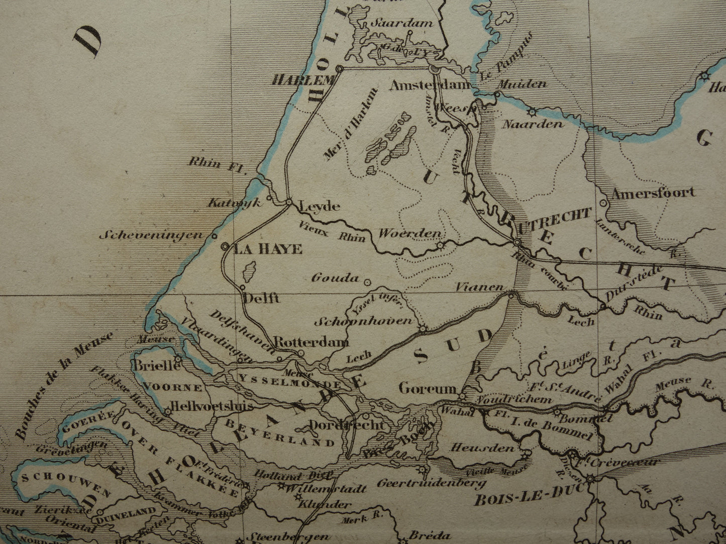 Nederland en België originele antique kaart 1847 oude landkaart met jaartal