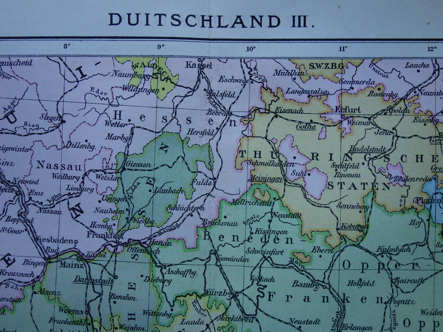 ZUID-DUITSLAND oude Nederlandse kaart van het zuiden van Duitsland originele antieke landkaart uit 1916