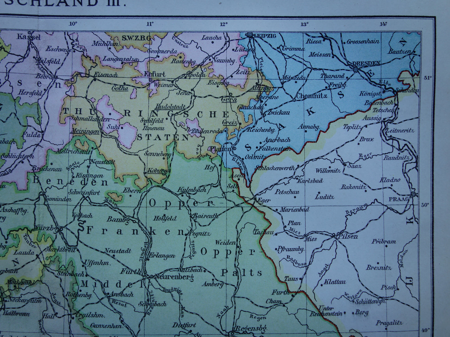 ZUID-DUITSLAND oude Nederlandse kaart van het zuiden van Duitsland originele antieke landkaart uit 1916