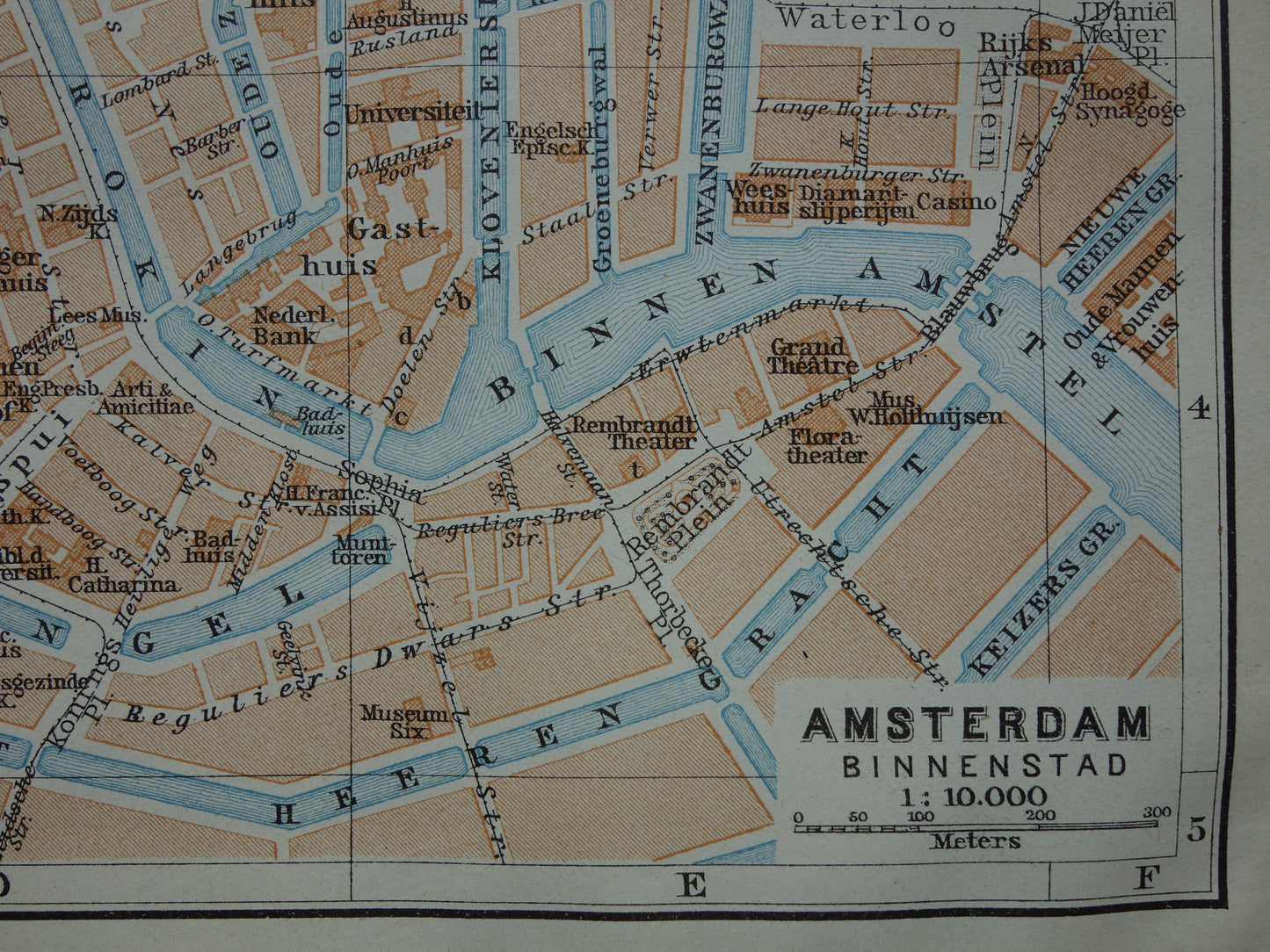 amsterdam in het jaar 1910 originele kaart plattegrond