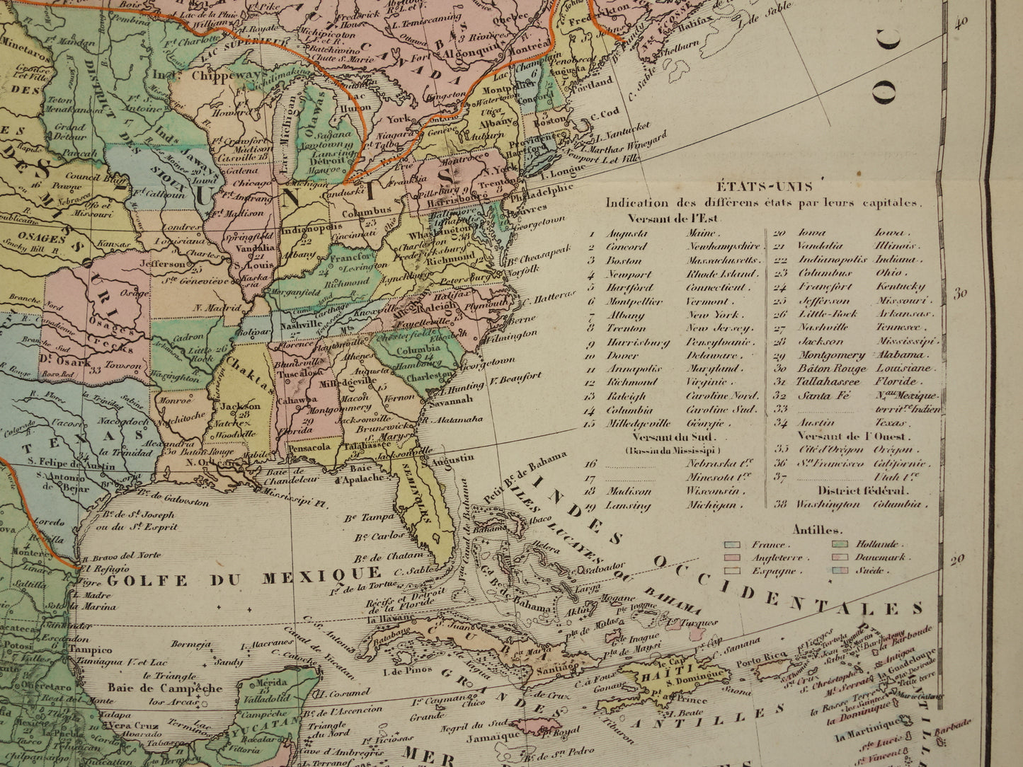 Oude kaart van Noord-Amerika uit 1859 Originele antieke Franse landkaart