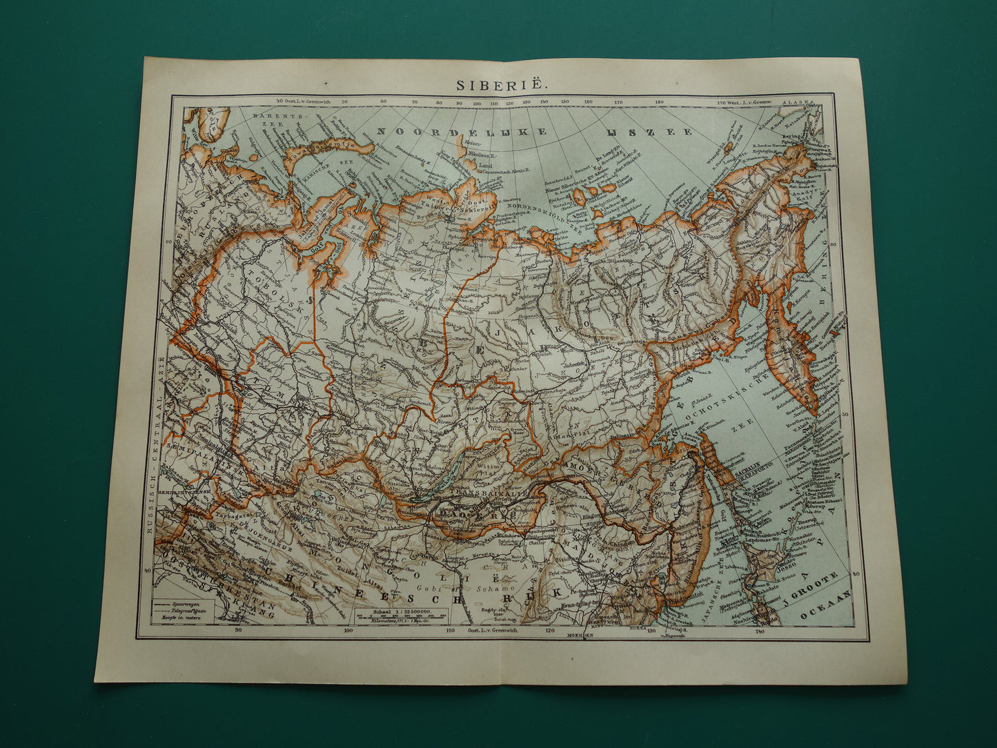SIBERIE oude kaart van Siberië 1922 Nederlandse antieke landkaart Aziatisch Rusland