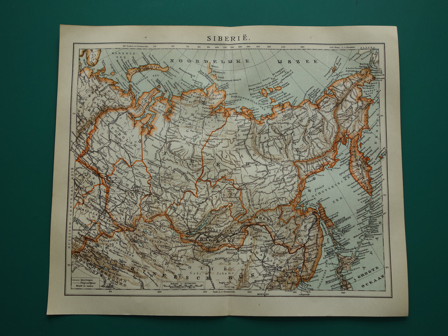 SIBERIE oude kaart van Siberië 1922 Nederlandse antieke landkaart Aziatisch Rusland
