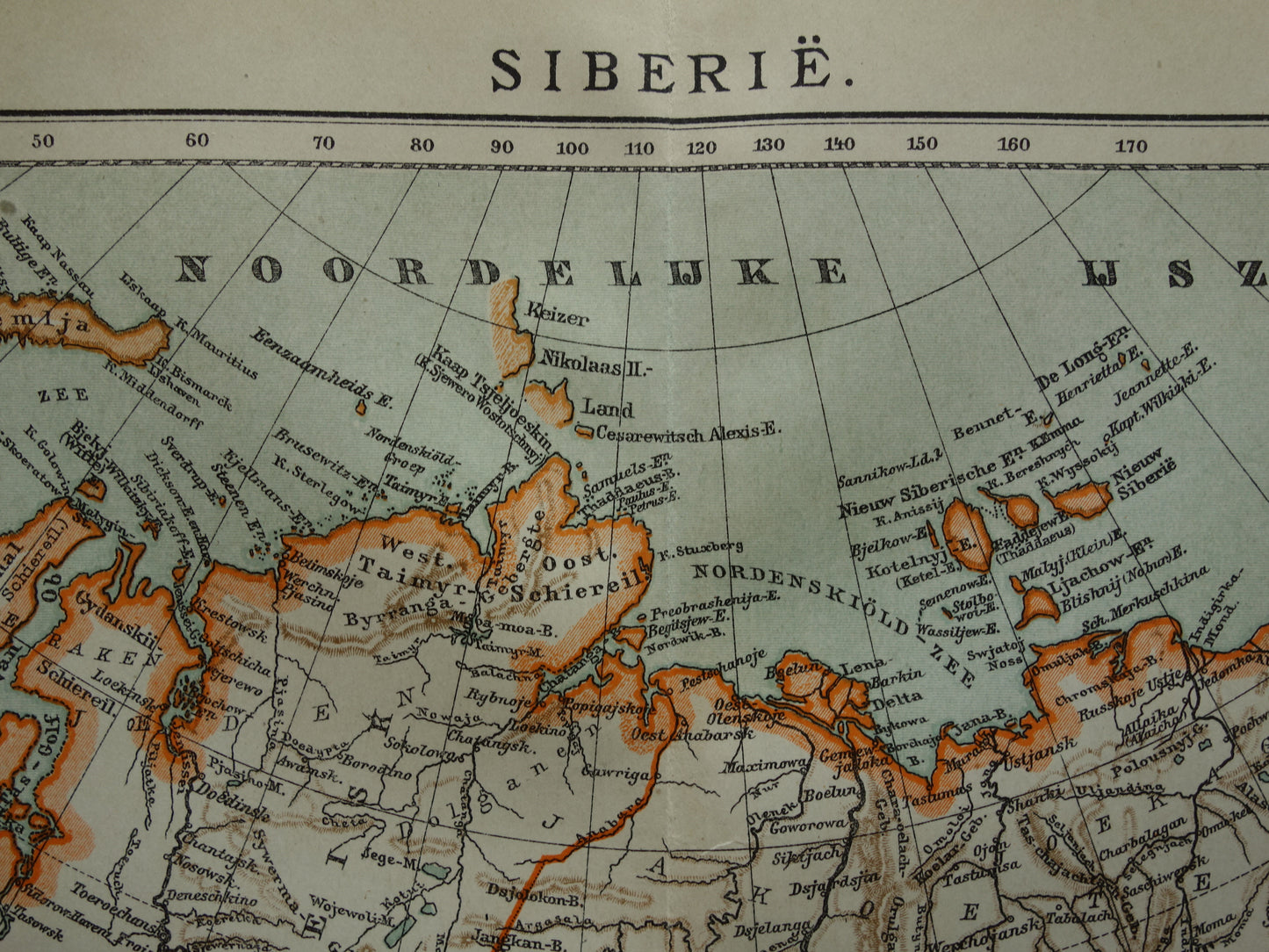 SIBERIE oude kaart van Siberië 1922 Nederlandse antieke landkaart Aziatisch Rusland