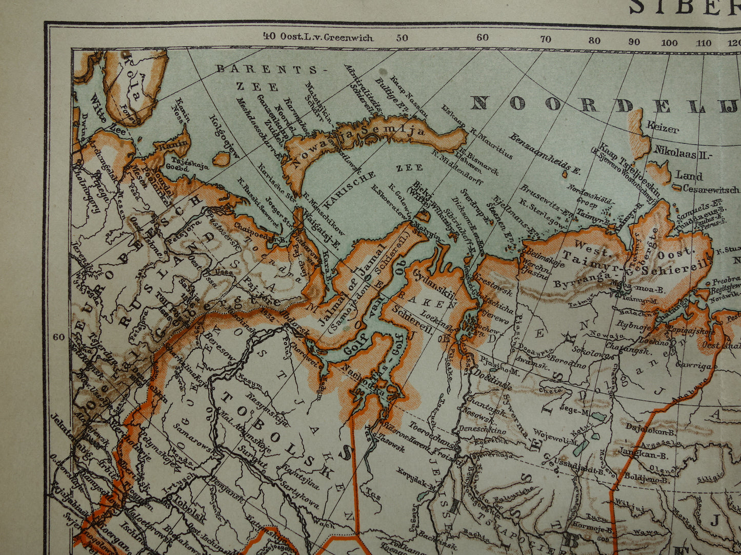SIBERIE oude kaart van Siberië 1922 Nederlandse antieke landkaart Aziatisch Rusland