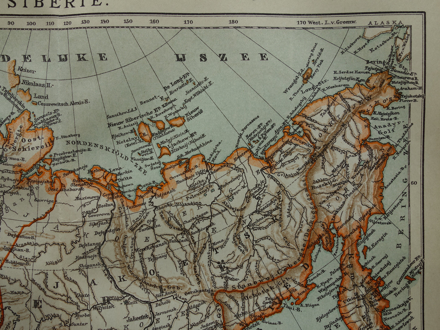 SIBERIE oude kaart van Siberië 1922 Nederlandse antieke landkaart Aziatisch Rusland