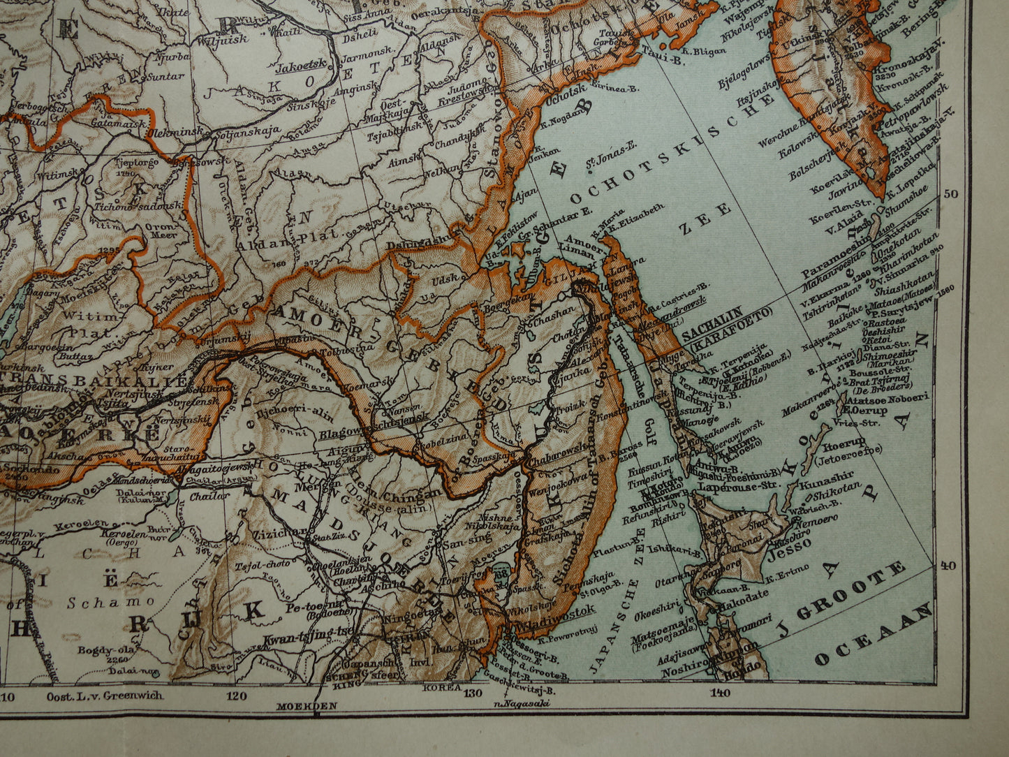 SIBERIE oude kaart van Siberië 1922 Nederlandse antieke landkaart Aziatisch Rusland