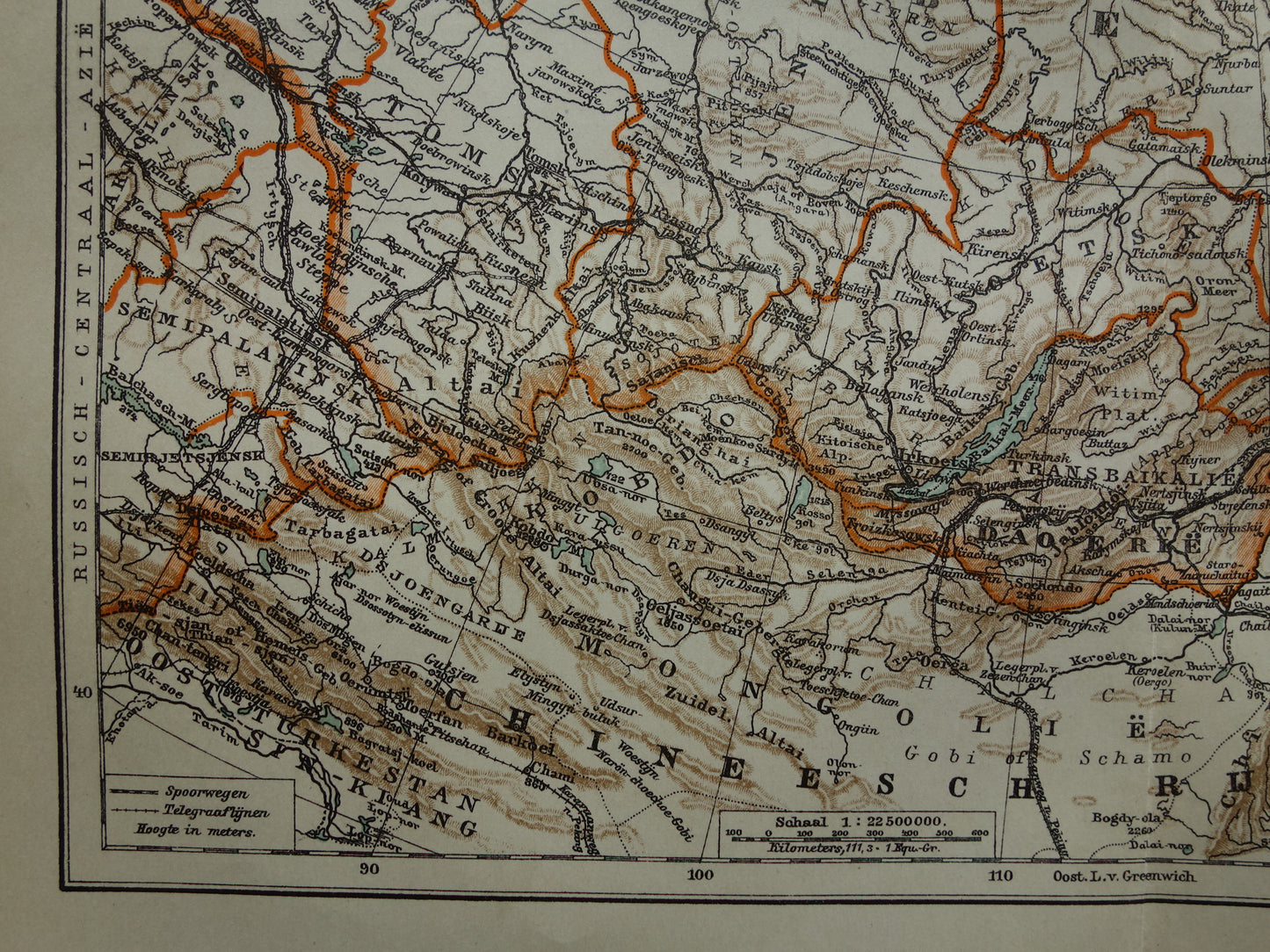 SIBERIE oude kaart van Siberië 1922 Nederlandse antieke landkaart Aziatisch Rusland