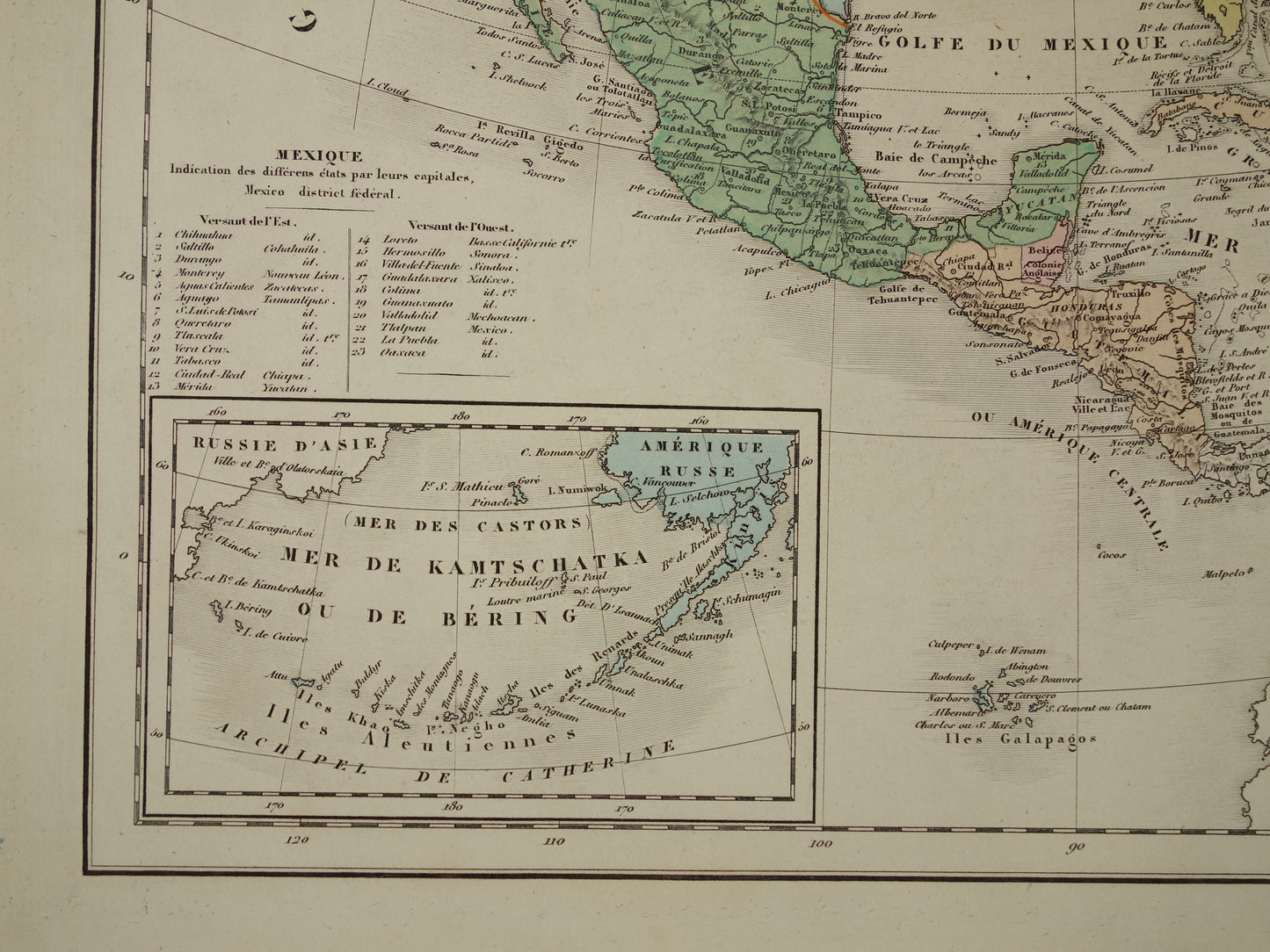 Oude kaart van Noord-Amerika uit 1859 Originele antieke Franse landkaart