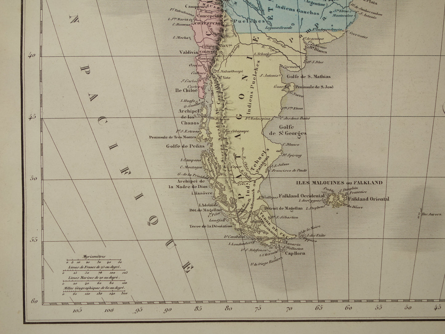 Oude kaart van Zuid-Amerika uit 1859 Originele antieke Franse landkaart