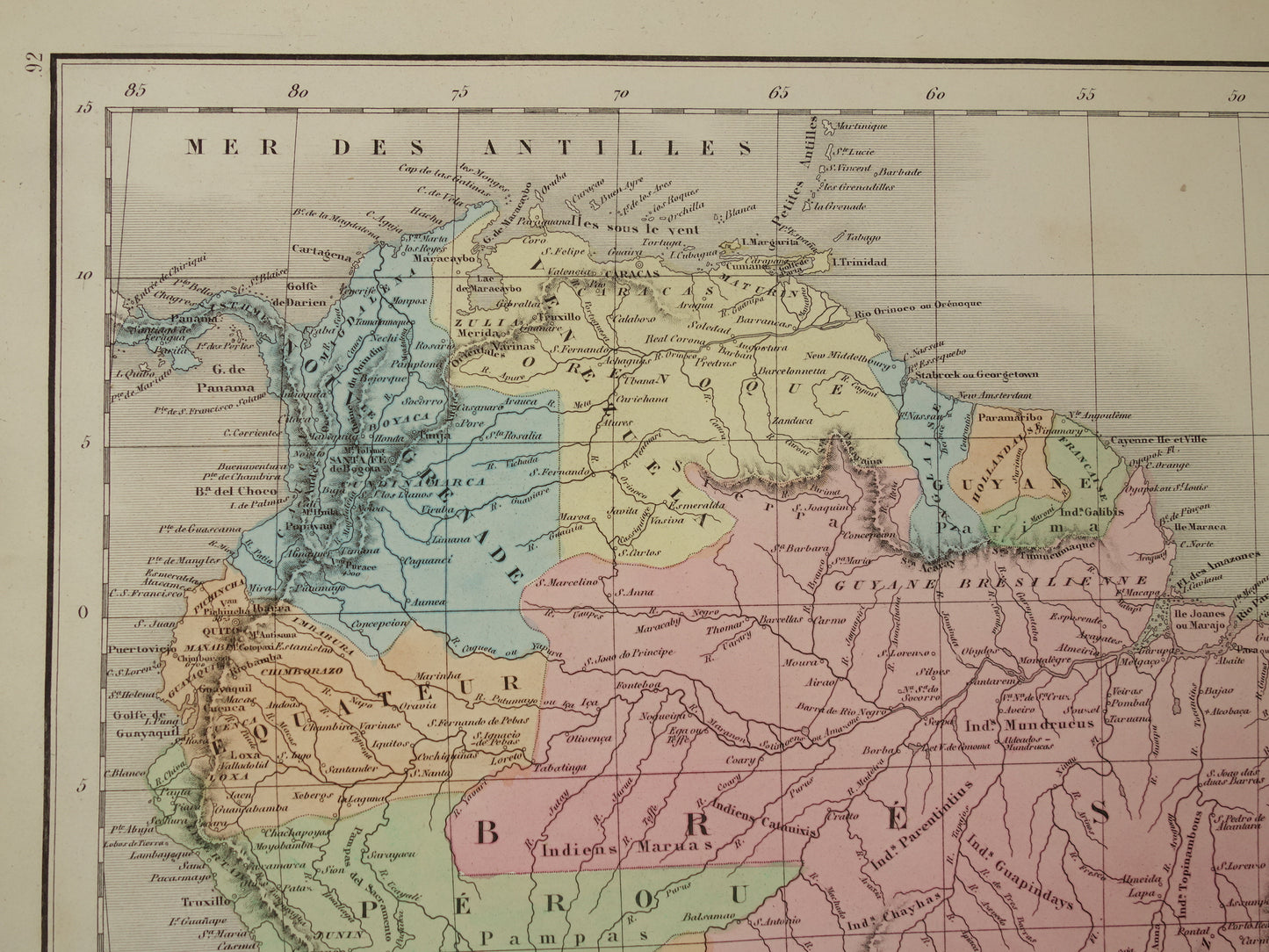 Oude kaart van Zuid-Amerika uit 1859 Originele antieke Franse landkaart