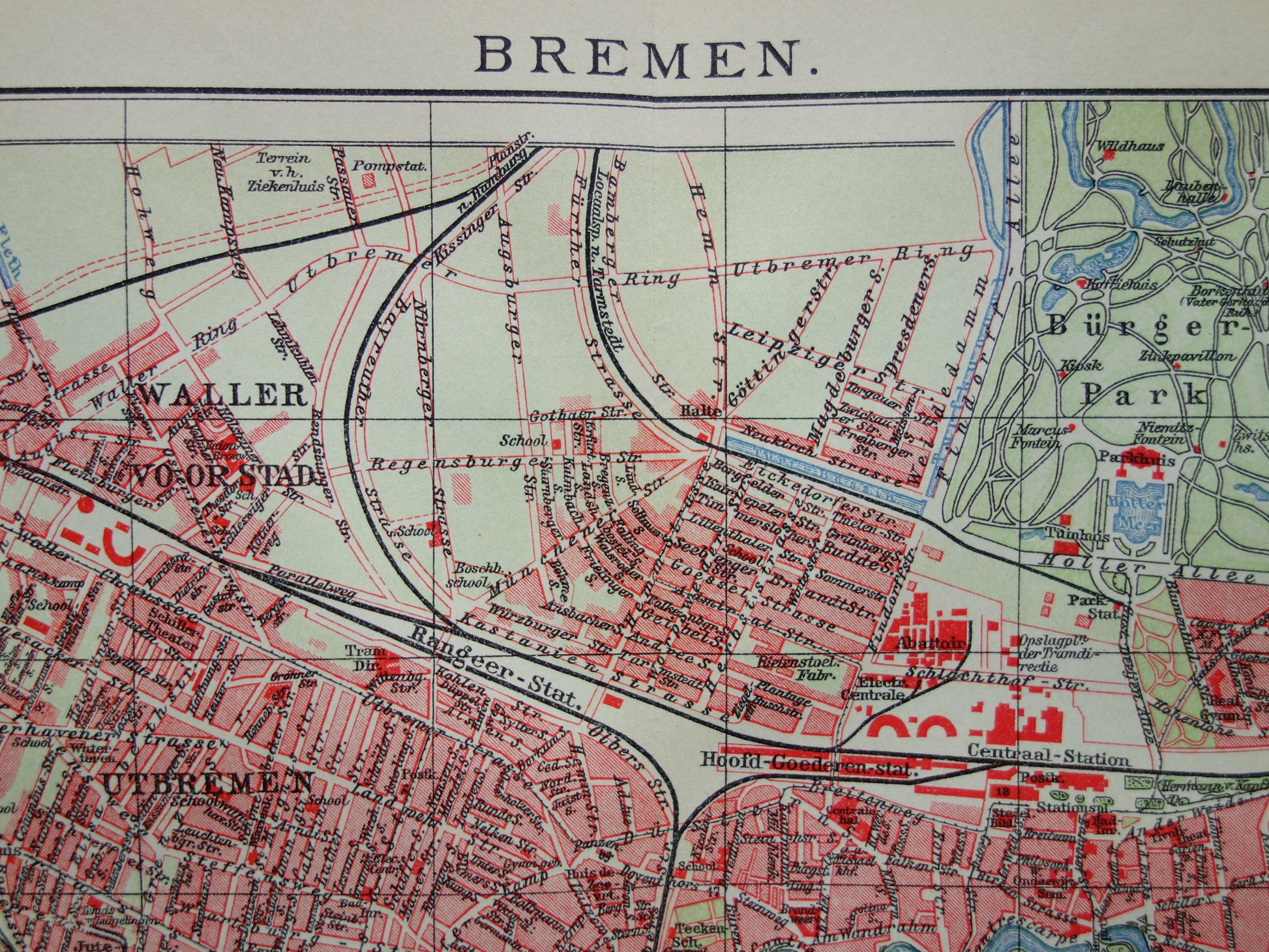 BREMEN oude kaart van Bremen Originele antieke Nederlandse plattegrond historische landkaart Bremen Duitsland