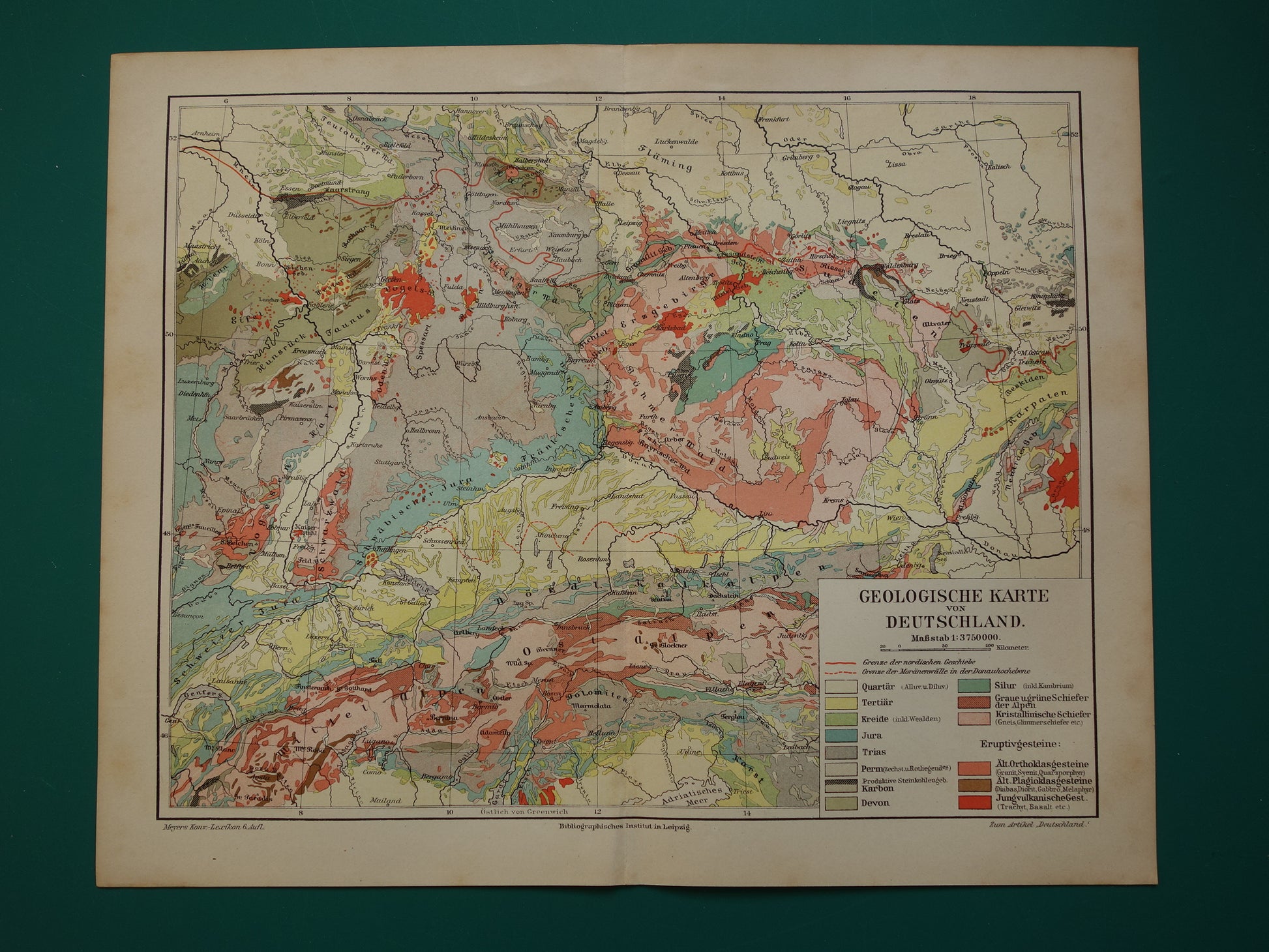 Geologische Karte von Deutschland 1907 Meyers
