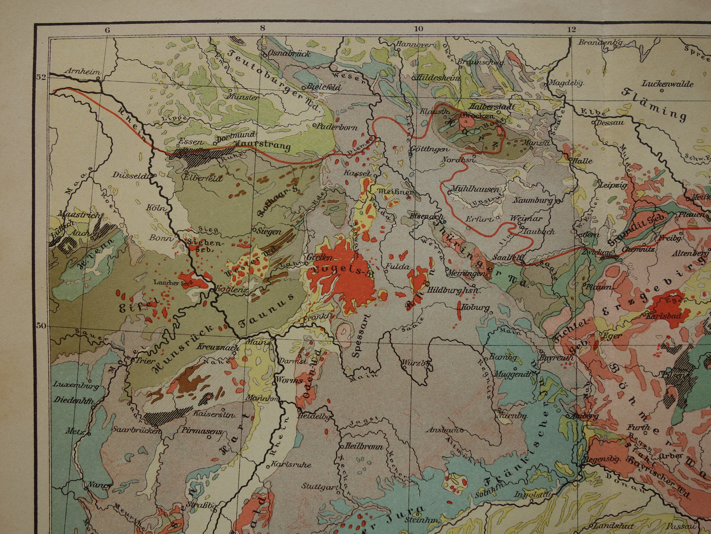 Old geology map of South Germany Original antique geological map time scale formations vintage maps