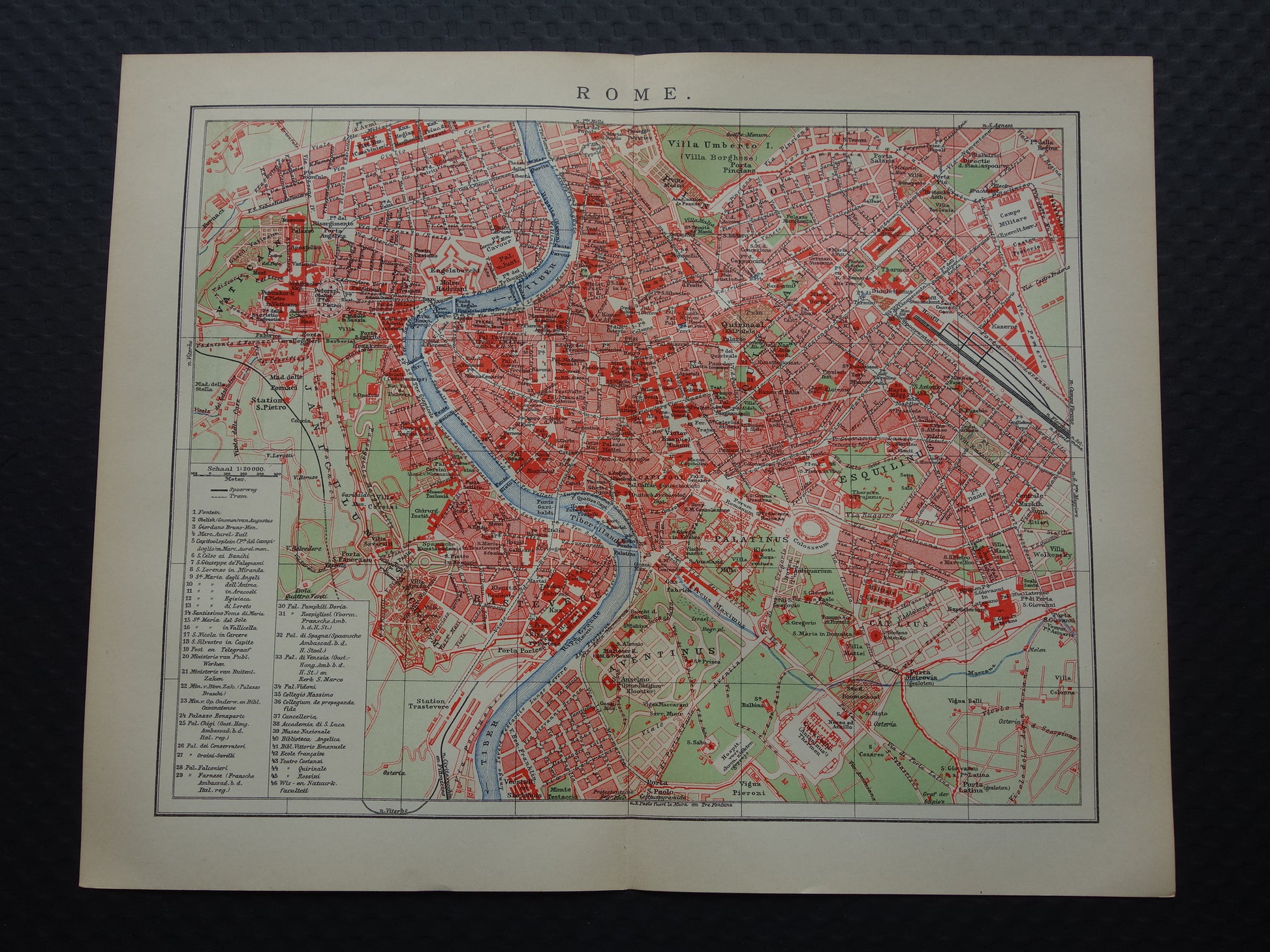 ROME oude plattegrond van Rome Italië uit 1910