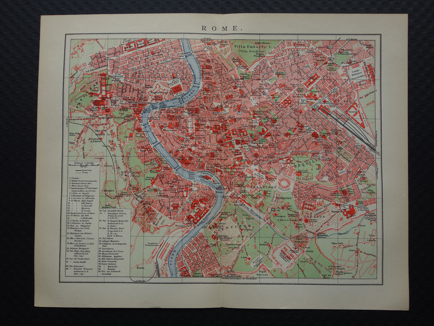 ROME oude plattegrond van Rome Italië uit 1910 originele Nederlandse antieke kaart van Rome
