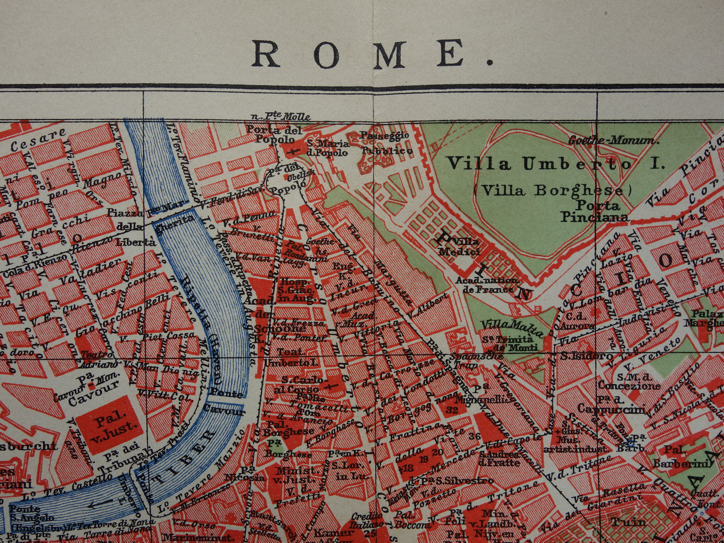 ROME oude plattegrond van Rome Italië uit 1910 originele Nederlandse antieke kaart van Rome