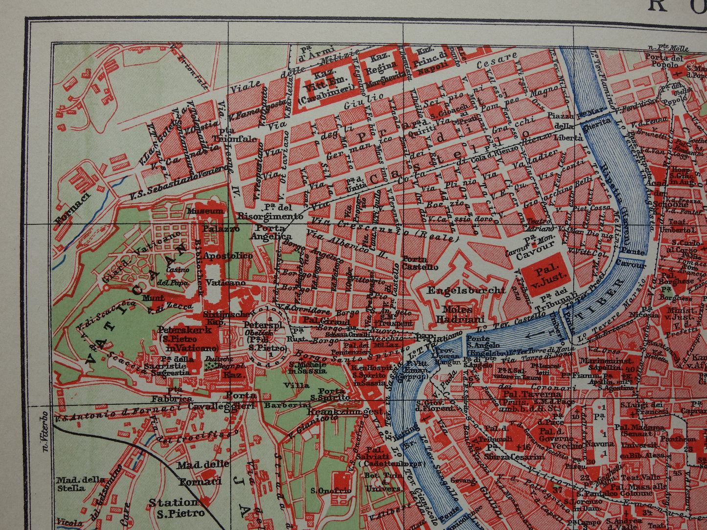 ROME oude plattegrond van Rome Italië uit 1910 originele Nederlandse antieke kaart van Rome