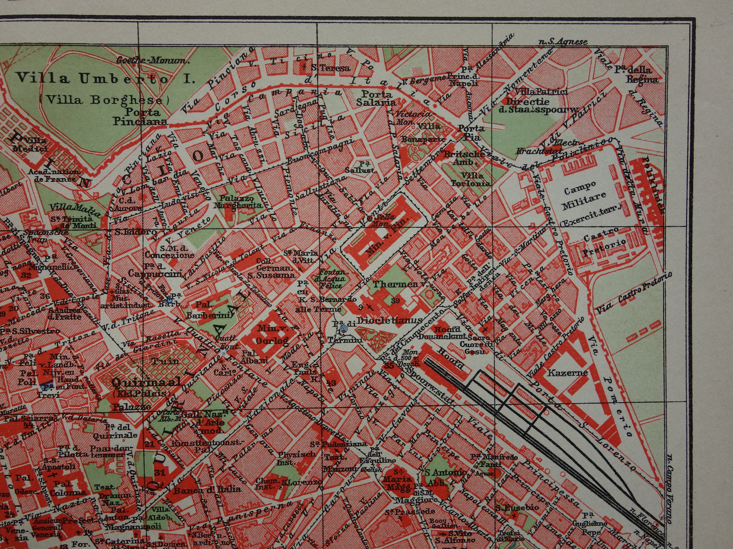 ROME oude plattegrond van Rome Italië uit 1910 originele Nederlandse antieke kaart van Rome