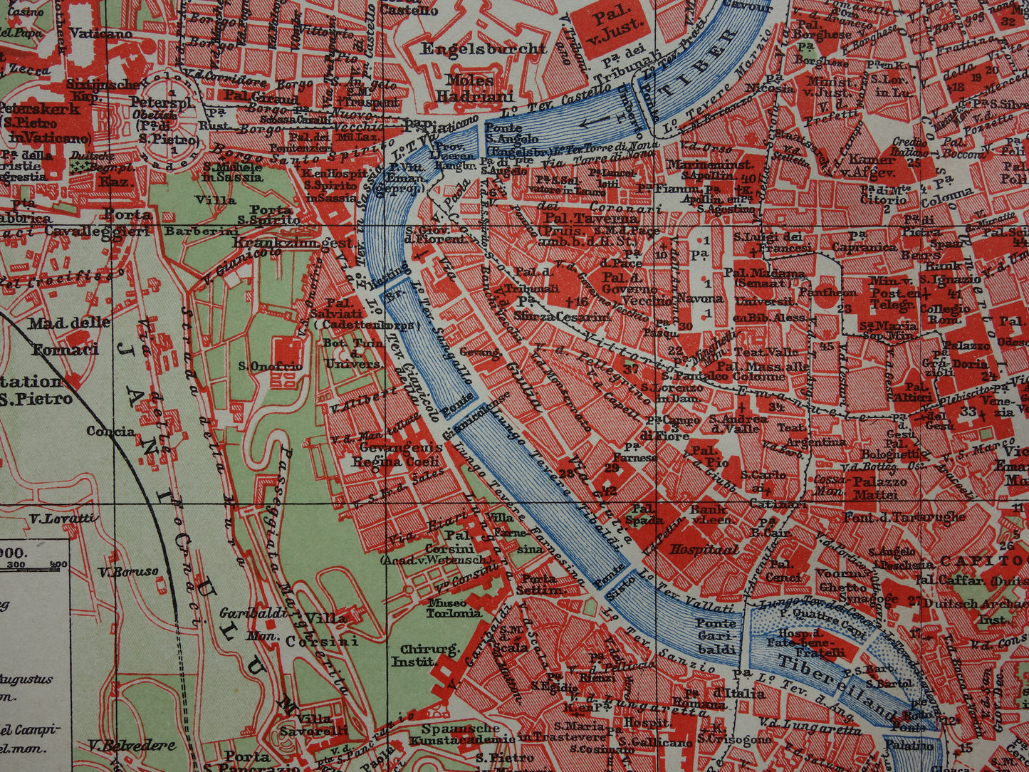 ROME oude plattegrond van Rome Italië uit 1910 originele Nederlandse antieke kaart van Rome