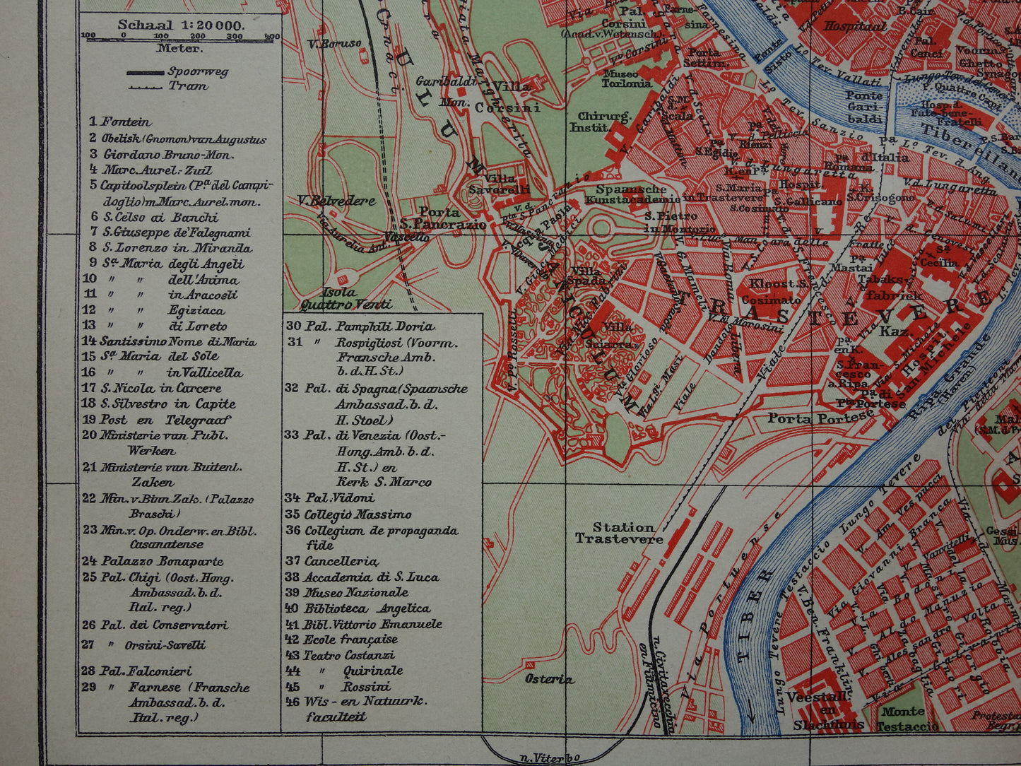 ROME oude plattegrond van Rome Italië uit 1910 originele Nederlandse antieke kaart van Rome