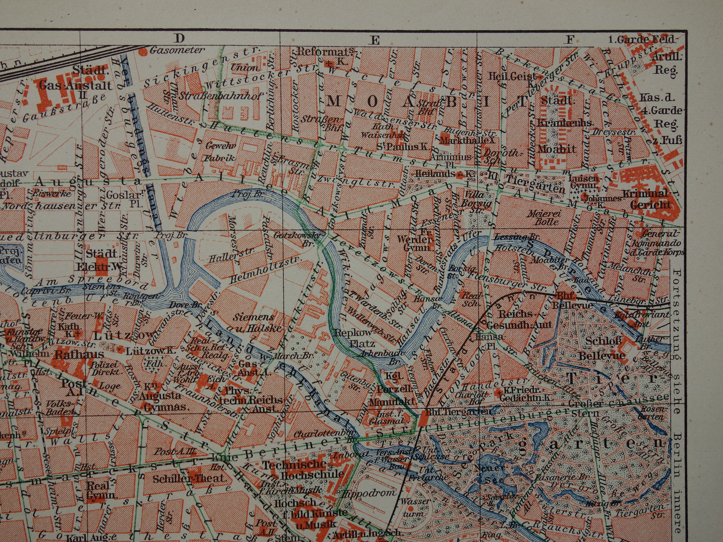 CHARLOTTENBURG old map of Berlin-Charlottenburg from 1907 Small original German antique map