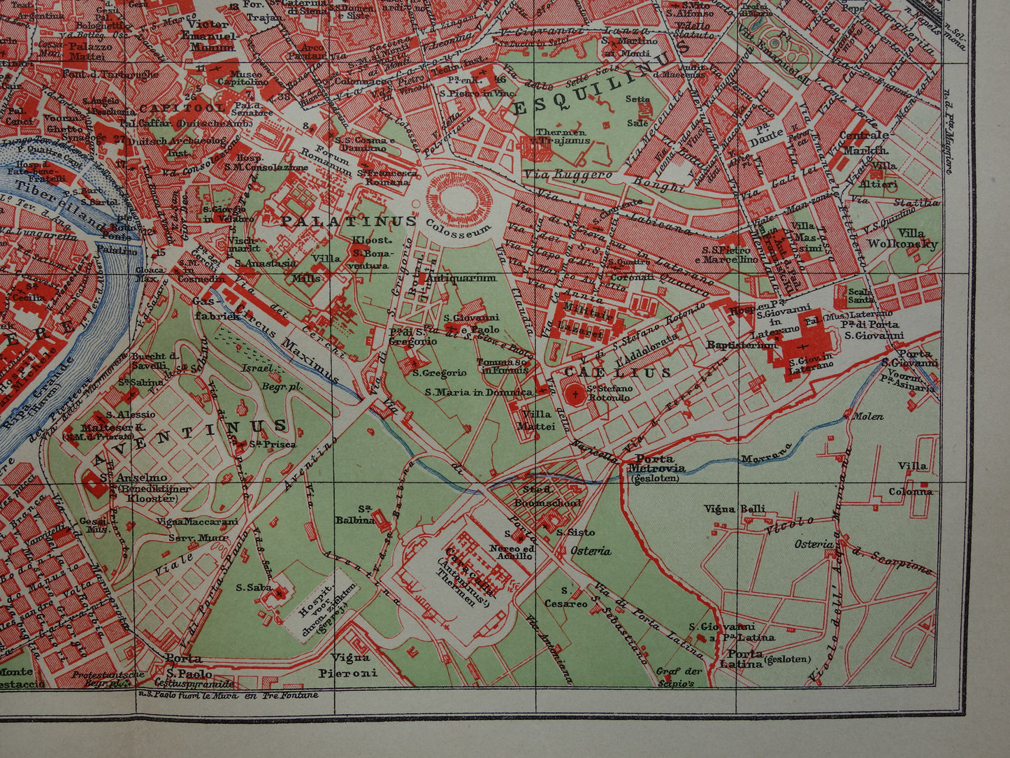 ROME oude plattegrond van Rome Italië uit 1910 originele Nederlandse antieke kaart van Rome