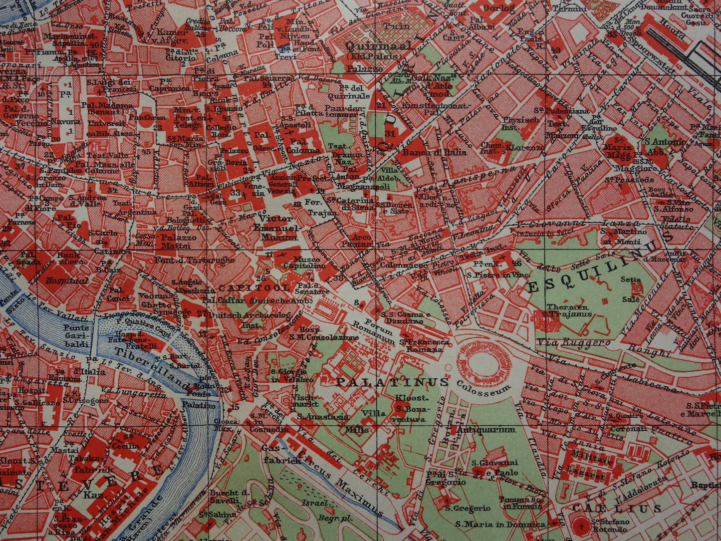ROME oude plattegrond van Rome Italië uit 1910 originele Nederlandse antieke kaart van Rome