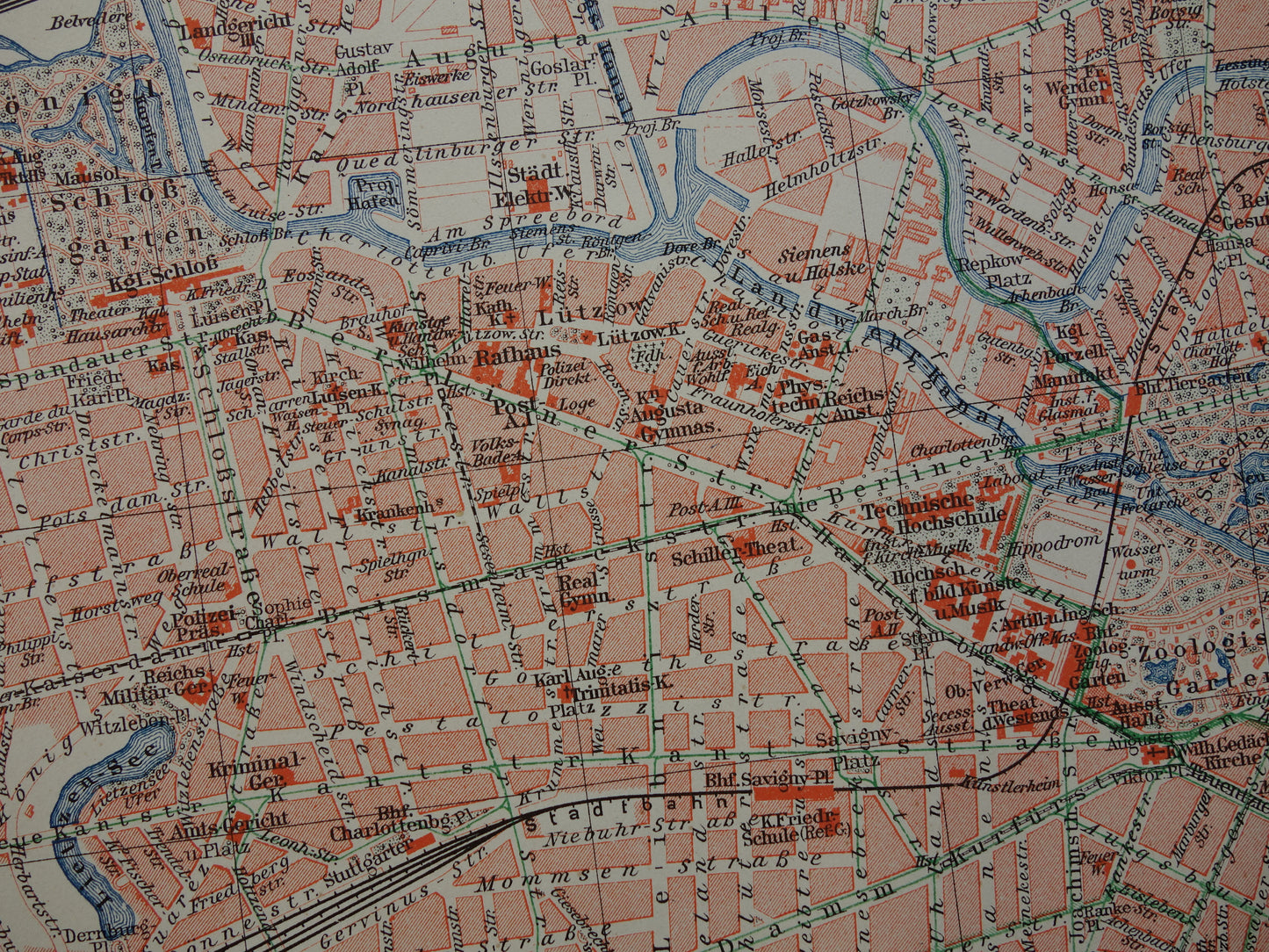 CHARLOTTENBURG old map of Berlin-Charlottenburg from 1907 Small original German antique map